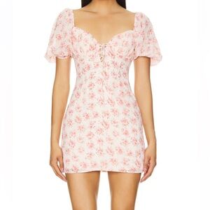 Revolve More To Come Sherrie Puff Sleeve Pink Floral Mini Dress size XS $78